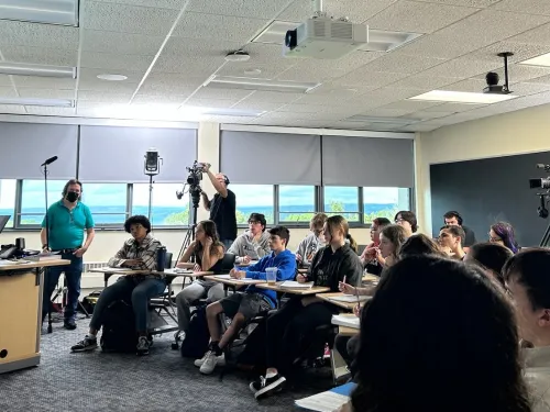 Cameras in a classroom.