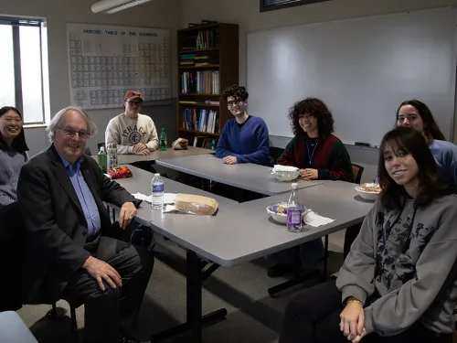 Professor with students