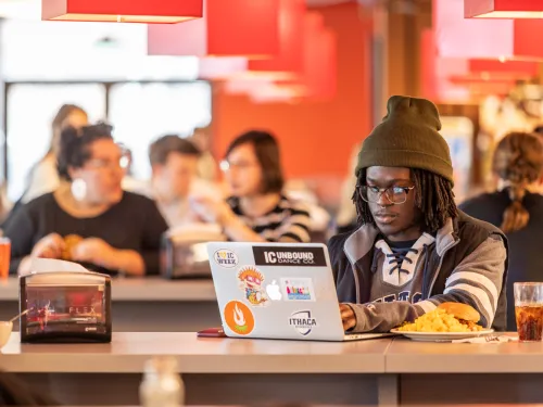 Ithaca College student views a virtual session