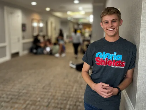 Park Scholar 25' Grant Johnson volunteering with the Gloria Shields NSP Media Workshop