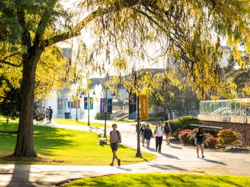 Students walking on campus