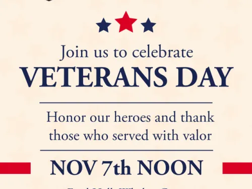 Poster promoting Veterans Day celebration