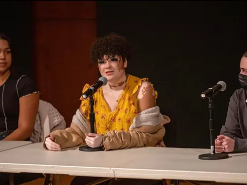 Image of Student Panel at first Day of Learning Event.