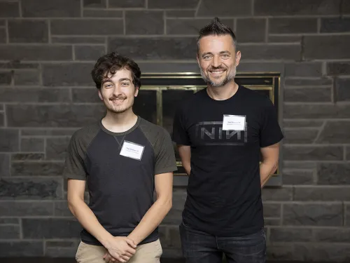 Gage Redinger ’25 and Gelu Sulugiuc ’98