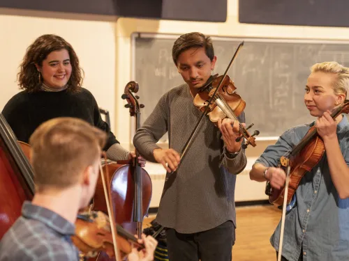 students in string chamber group