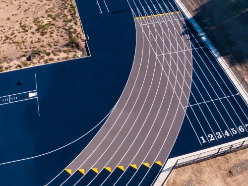An aerial view of a track.