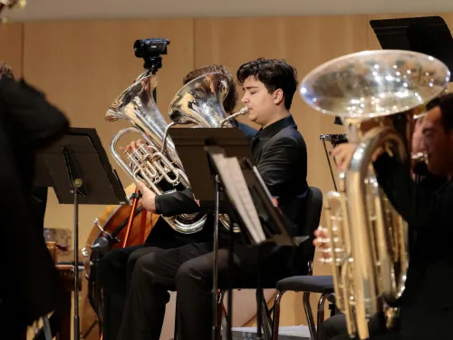 Student playing tuba