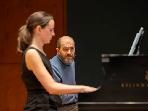 Student playing piano