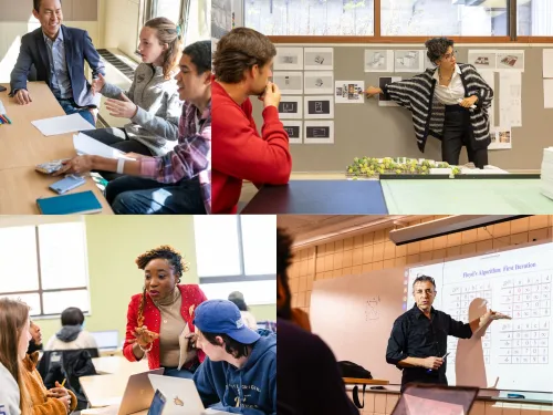Students and faculty in classrooms.