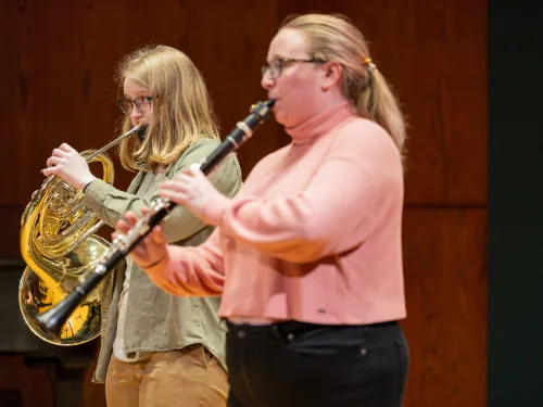 Student playing oboe