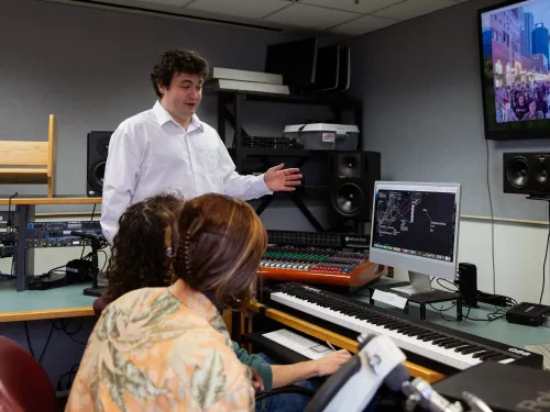 working with students in the studio