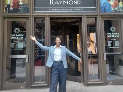 Student standing outside of The Paley Museum