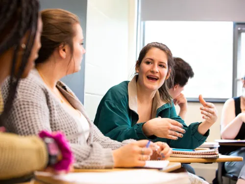 Student engaged in conversation