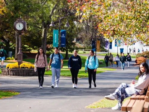 IC students walking on campus.