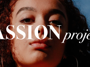 Girl's face with Passion Project written over it