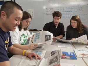 students in newsroom