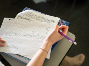 Students note-taking in Music Theory class.