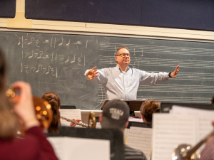 Professor Titlebaum directing Jazz Band