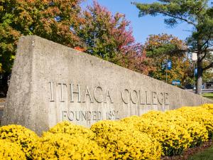 entrance sign to Ithaca College