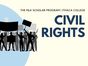 A graphic design of digital demonstrators with the text 'civil rights.'