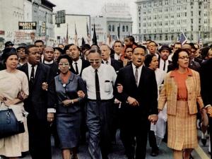 Civil rights movement leaders on the cover of Ebony magazine march together