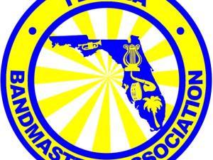 Logo of Florida Bandmasters Association – a circle with an outline of the state of Florida in the center