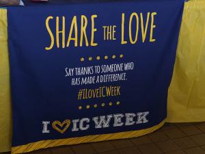 A banner saying share the love