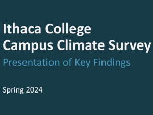 Cover image for the presentation slides for the Campus Climate Community presentation. It is a green, light blue and dark blue angular background. Rankin Climate logo in the lower right corner. White text and blue text overlayed.