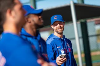 Josh Lifrak works with the Chicago Cubs at Spring Training