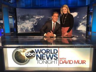 Tara Lynch on the set of ABC World News Tonight with anchor David Muir 