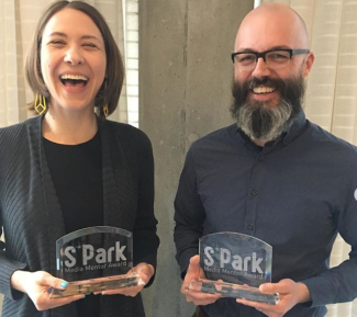 S'Park Media Mentor awardees Susan Malone and Damien Gaudet