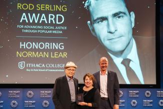 Norman Lear, Dean Gayeski, and Michel Royce at the award ceremony