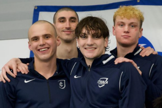 Four members of the Ithaca College men's swimming team