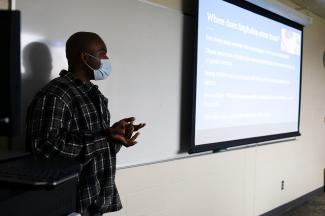 Student presenting in a class