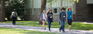 Students walking in front of Quad
