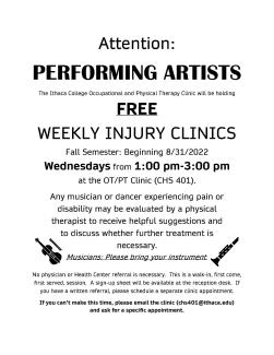 Performing Artists Weekly Injury Clinic