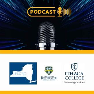 picture of microphone with logos for FLGEC, University of Rochester and Ithaca College
