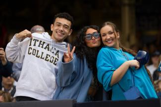 Ithaca College student celebrates with his family