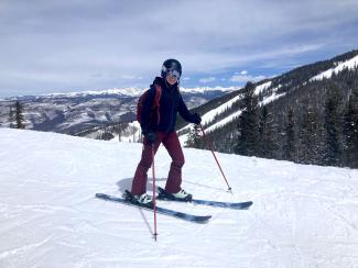 Lizzie Cox enjoying skiing in Colorado