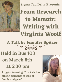 Flyer for Dr. Jen Spitzer's talk on moving from research to memoir