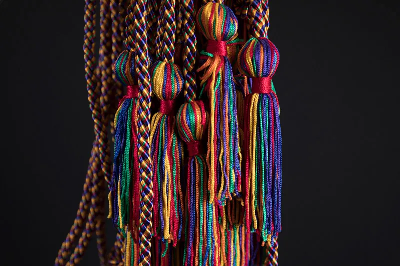 Multi-colored rope cords.