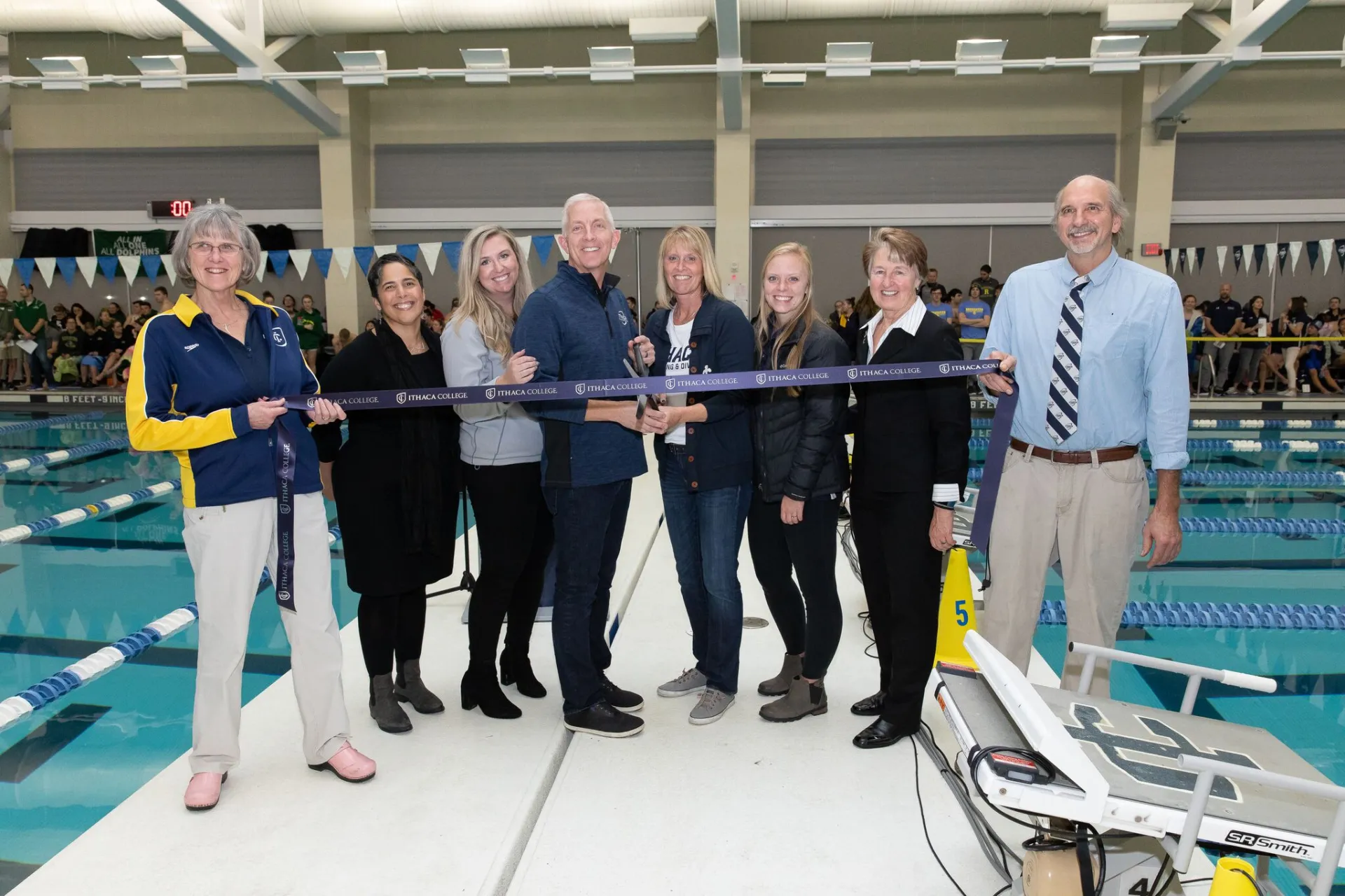 The Bird family at the ribbon cutting for the Kelsey Partridge Bird Natatorium