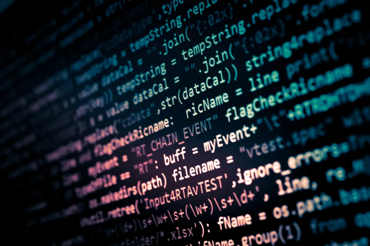 Computer code on a black screen