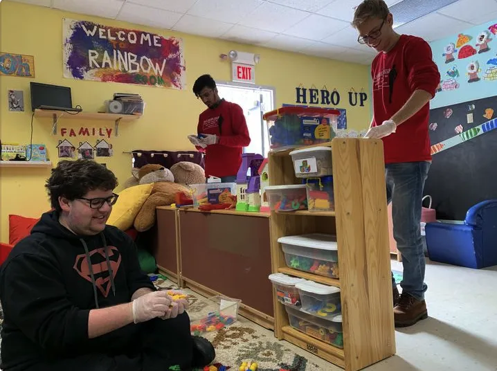 Students cleaning at the Downtown Ithaca Children’s Center