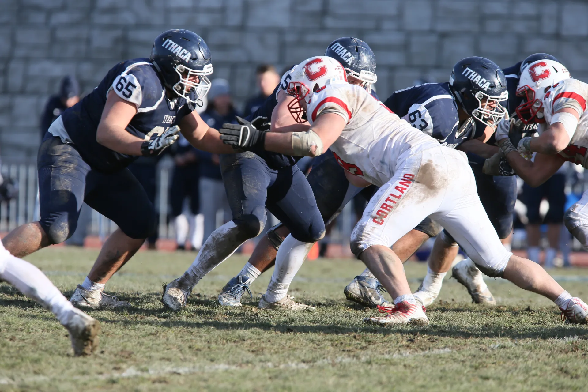 football players face off on the field