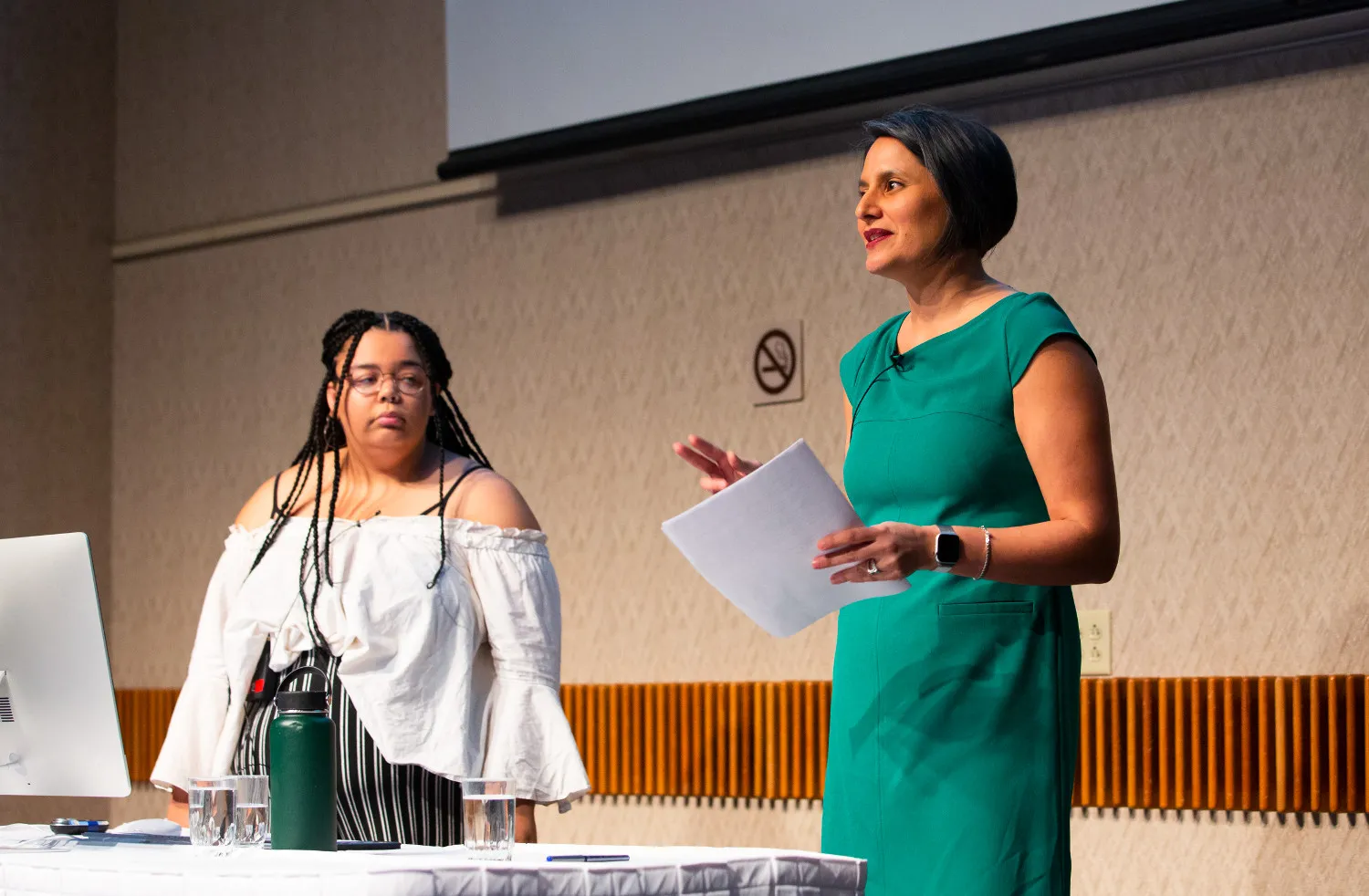 Two women giving a presentation