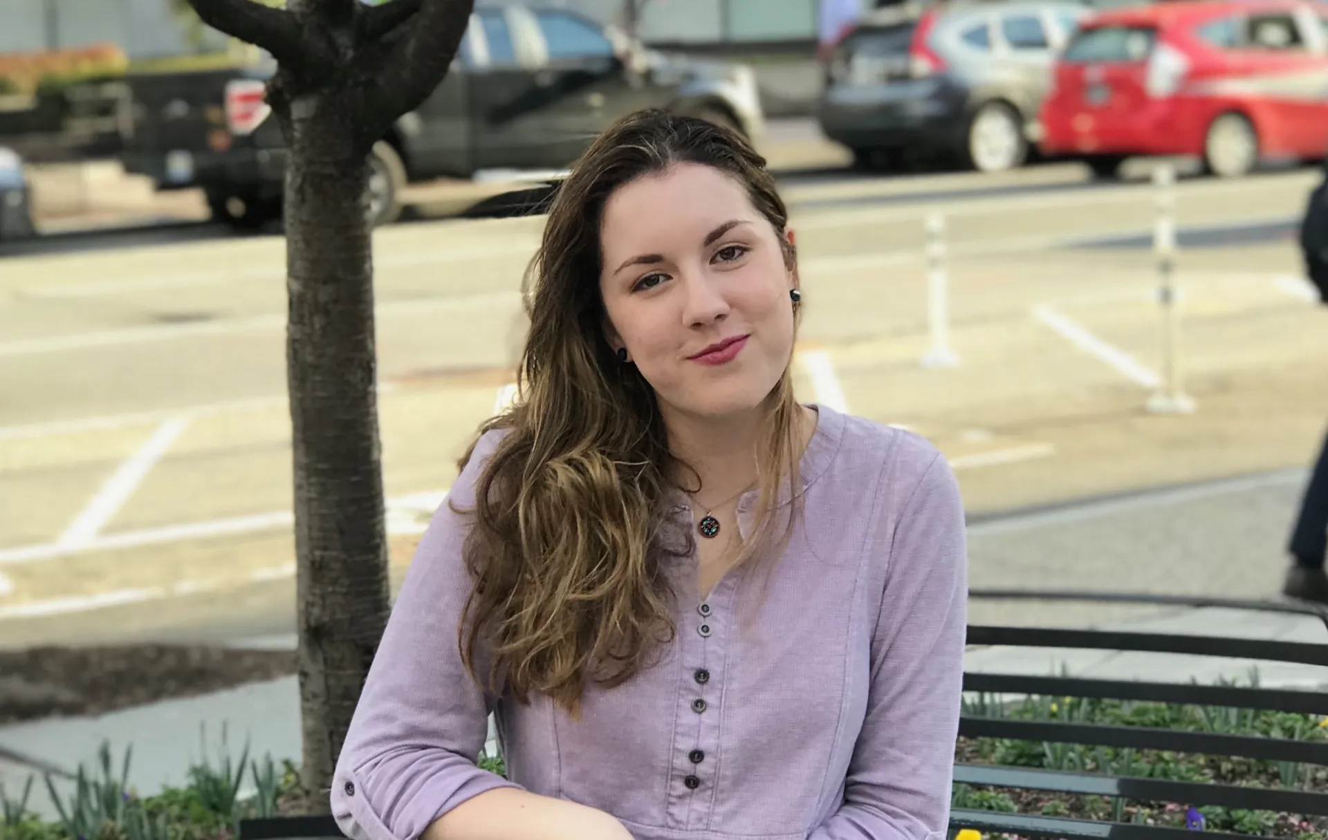 A young woman outside