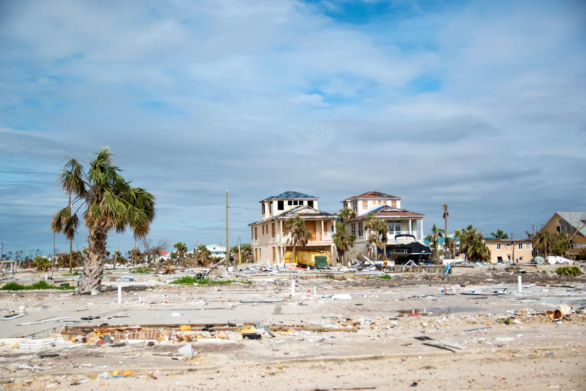 houses damaged by a hurricane
