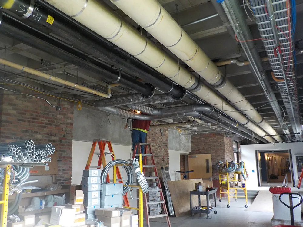 piping inside a ceiling