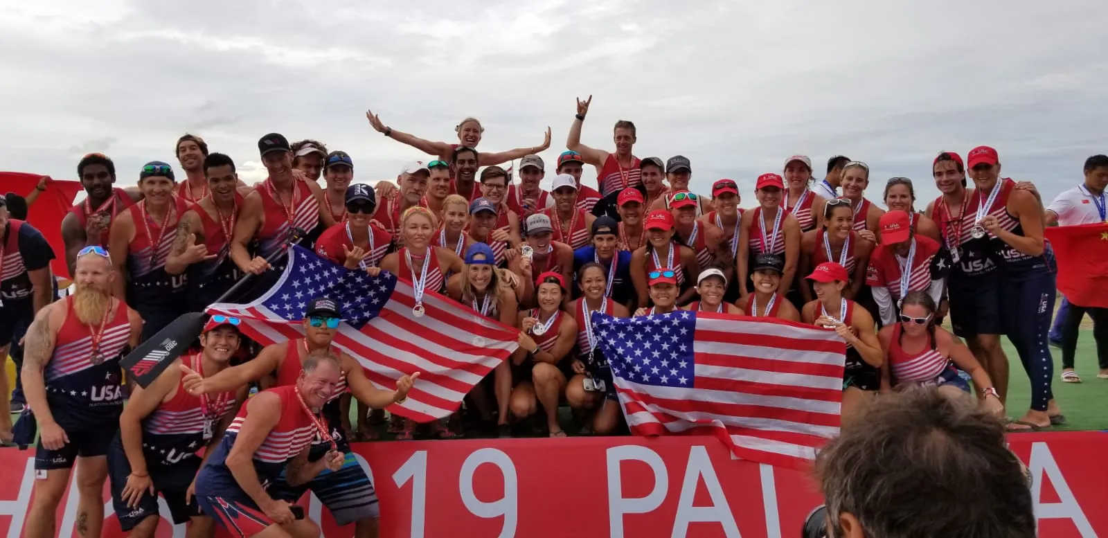 Rowers on the medal stand